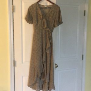 Navy daisy print wrap dress, L